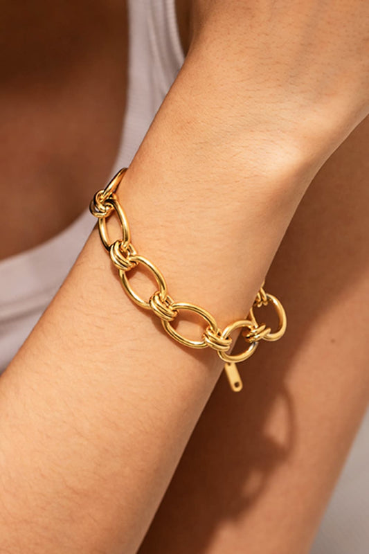 Chunky Chain Stainless Steel Bracelet-TOPS / DRESSES-[Adult]-[Female]-Gold-One Size-2022 Online Blue Zone Planet