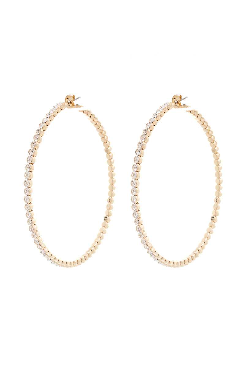 Classic Basic Rhinestone Hoop Earring-[Adult]-[Female]-Blue Zone Planet