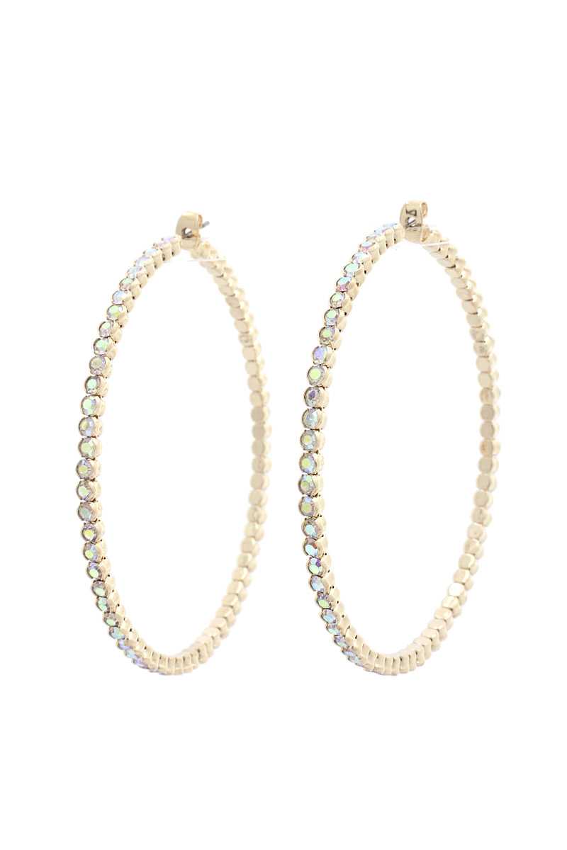 Classic Basic Rhinestone Hoop Earring-[Adult]-[Female]-Blue Zone Planet