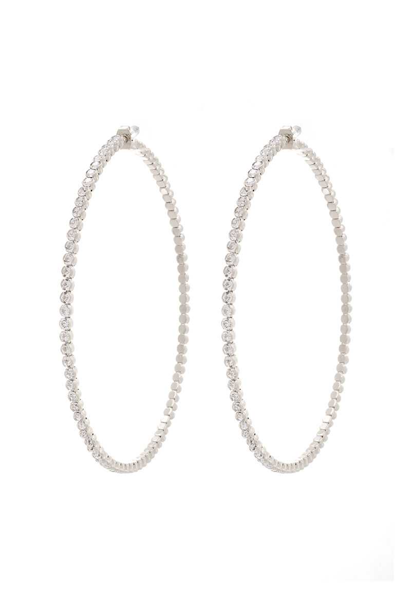 Classic Rhinestone Metal Hoop Earring-[Adult]-[Female]-Blue Zone Planet