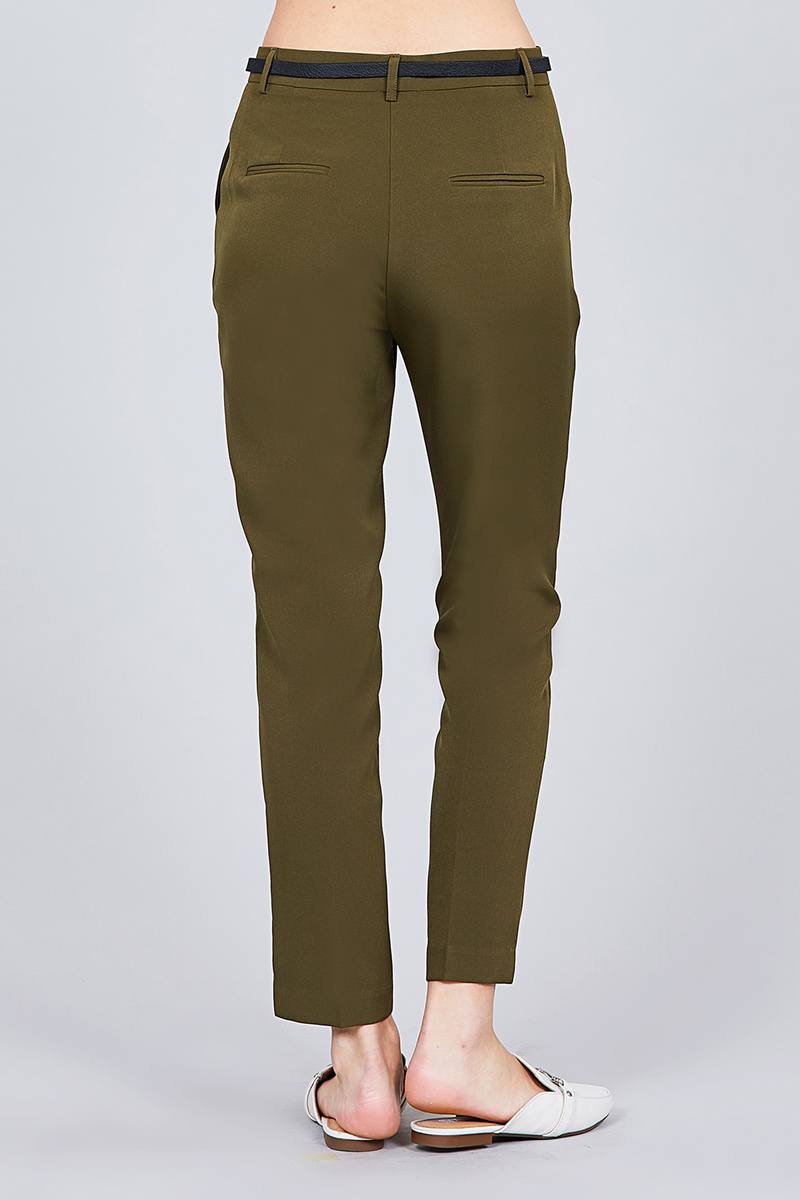Classic Woven Pants With Belt-BOTTOM SIZES SMALL MEDIUM LARGE-[Adult]-[Female]-Blue Zone Planet