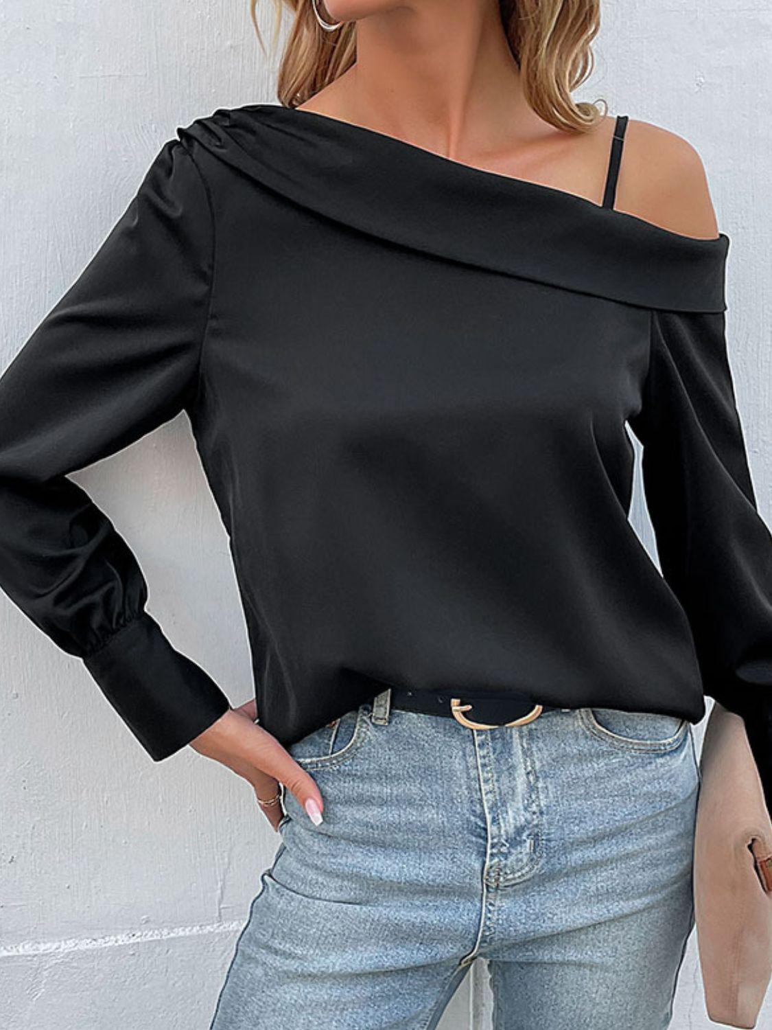 Cold-Shoulder Long Sleeve Top BLUE ZONE PLANET