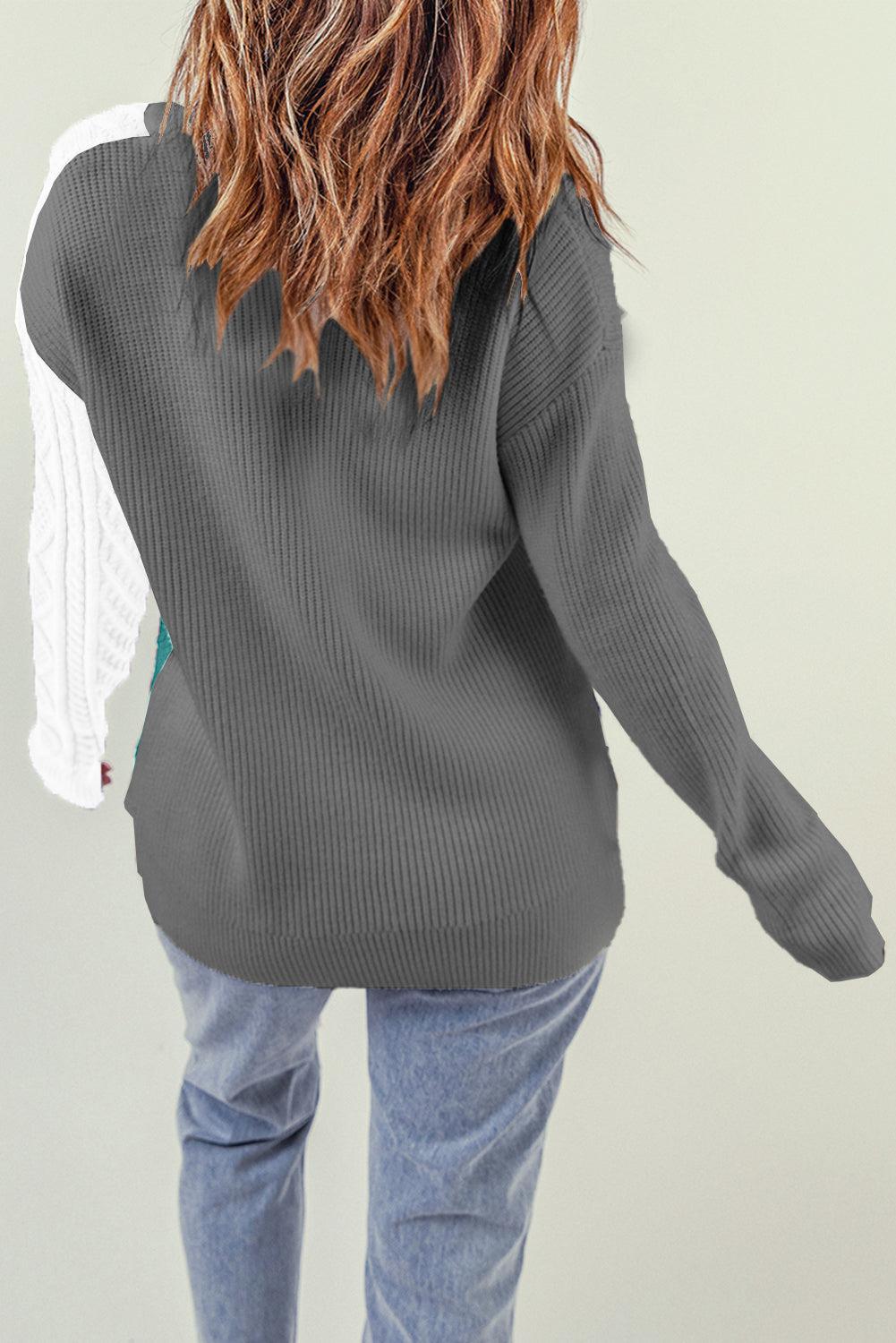 Color Block Drop Shoulder Turtleneck Pullover Sweater-TOPS / DRESSES-[Adult]-[Female]-2022 Online Blue Zone Planet