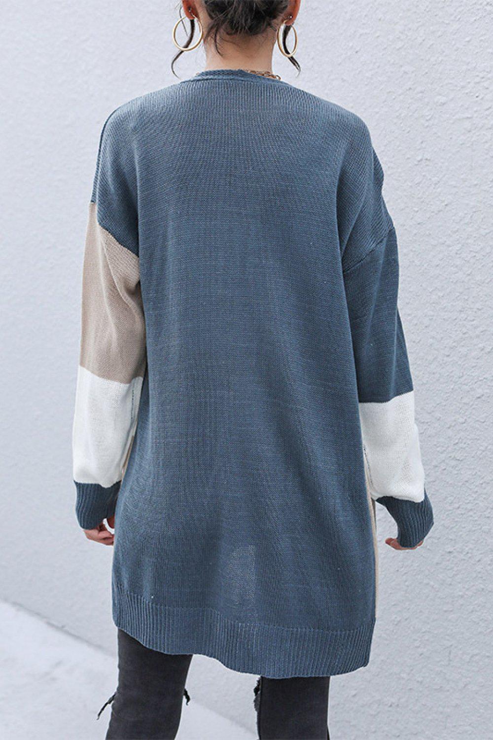 Color Block Dropped Shoulder Cardigan-TOPS / DRESSES-[Adult]-[Female]-Blue Zone Planet
