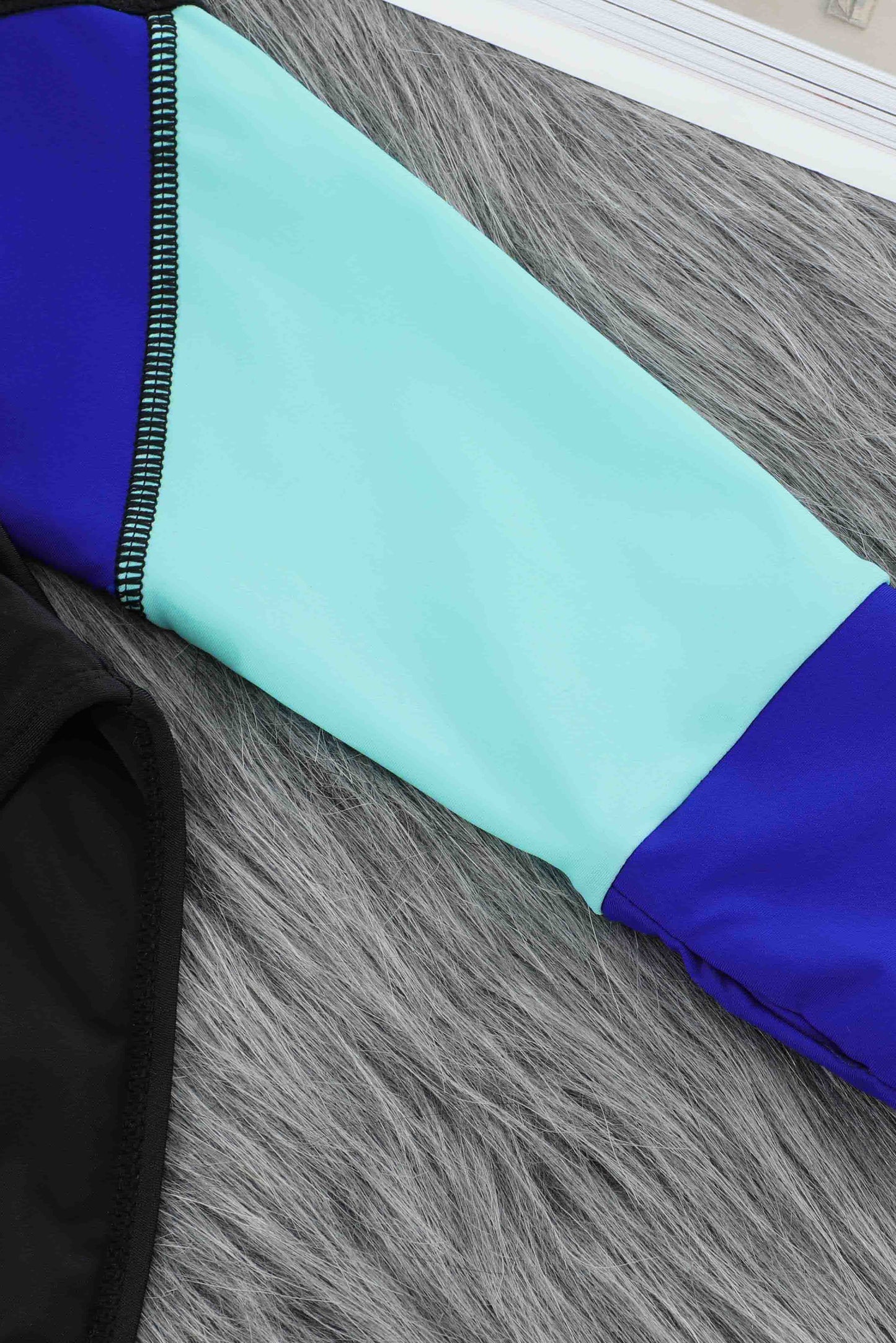 Color Block Half Zip Long Sleeve One-Piece Swimsuit-TOPS / DRESSES-[Adult]-[Female]-Blue Zone Planet