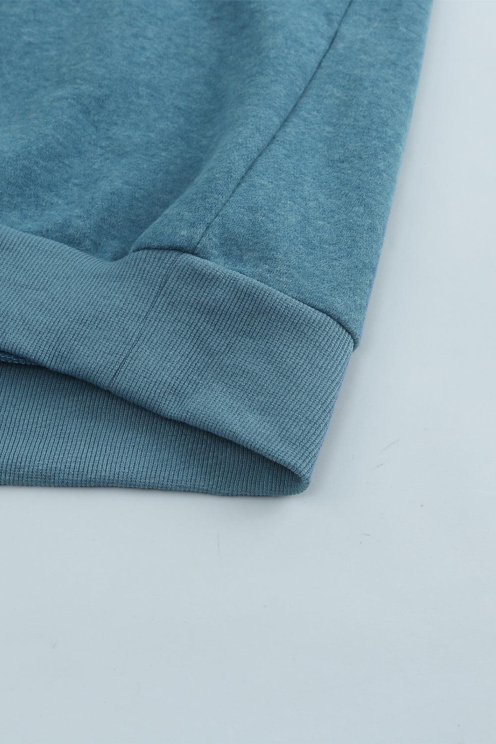 Color Block Ribbed Trim Sweatshirt BLUE ZONE PLANET