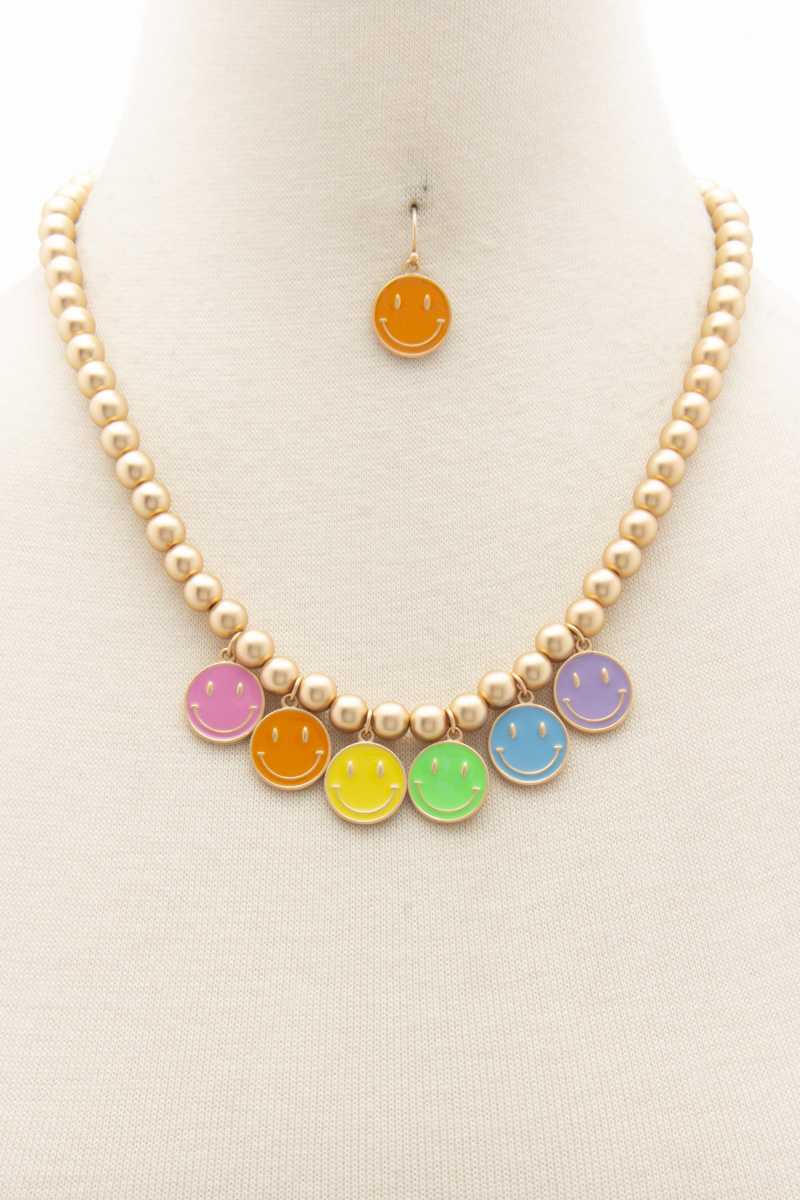 Colorful Happy Face Ball Bead Necklace-TOPS / DRESSES-[Adult]-[Female]-Multi-Blue Zone Planet