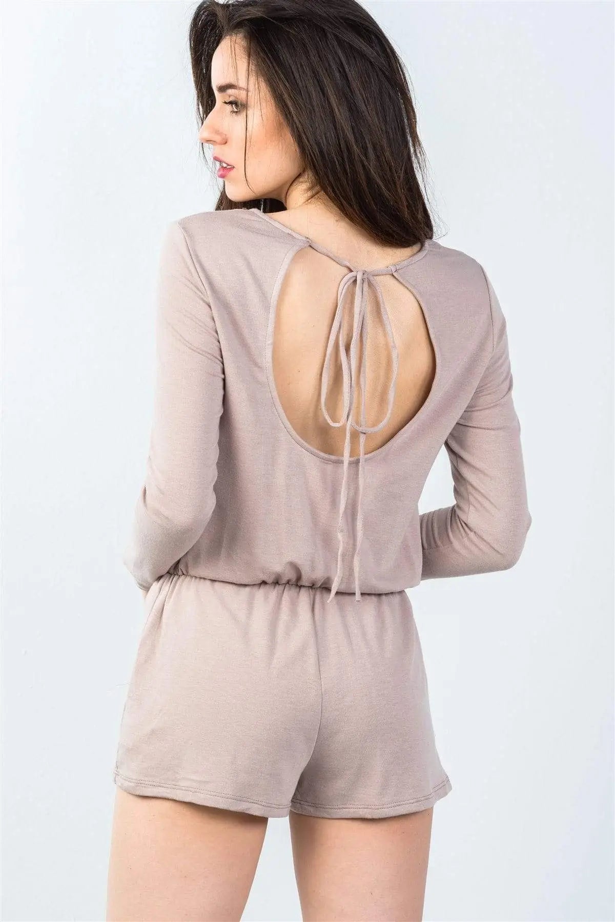 Comfy Tie-back Long Sleeve Romper Blue Zone Planet