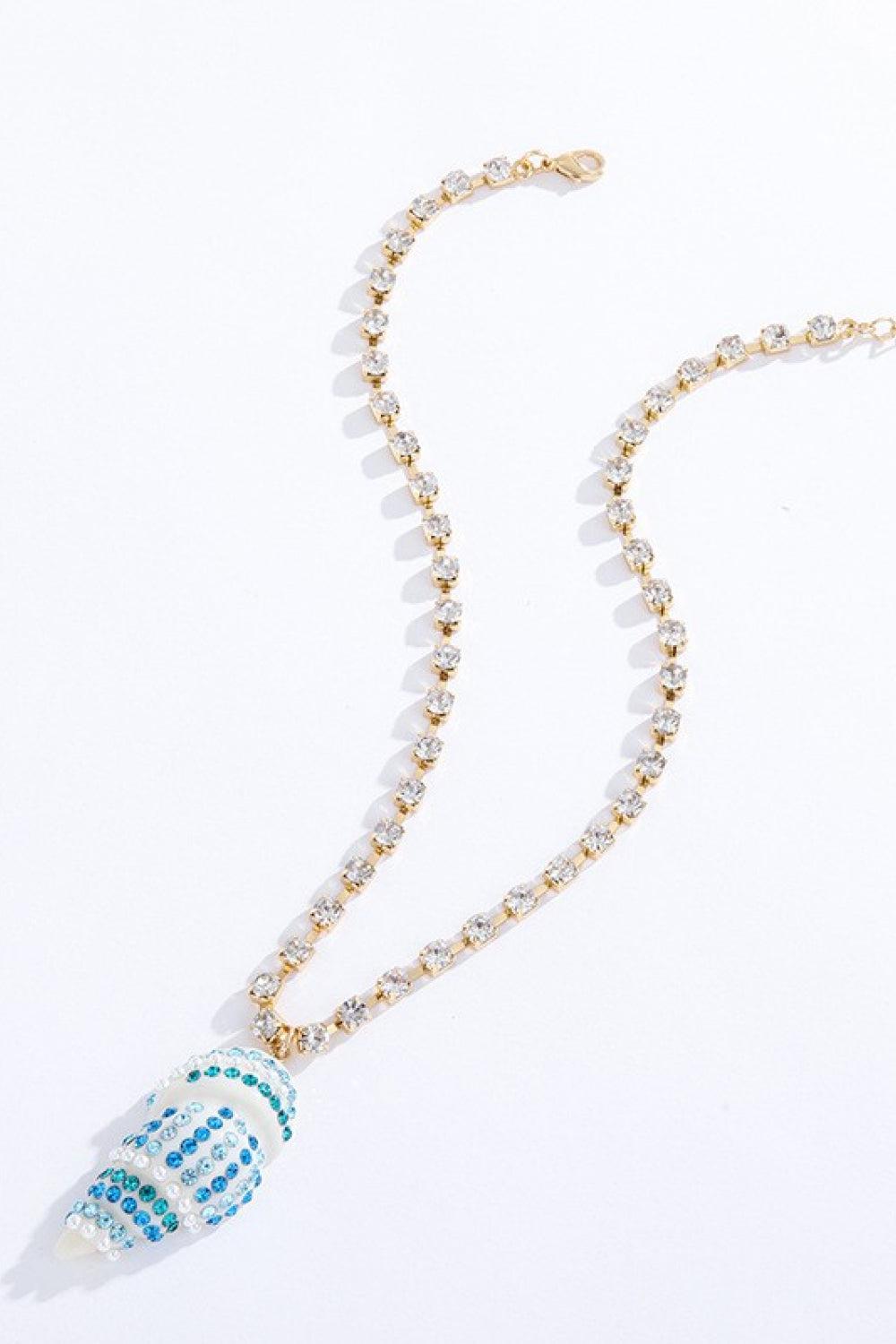 Conch Pendant Rhinestone Necklace BLUE ZONE PLANET