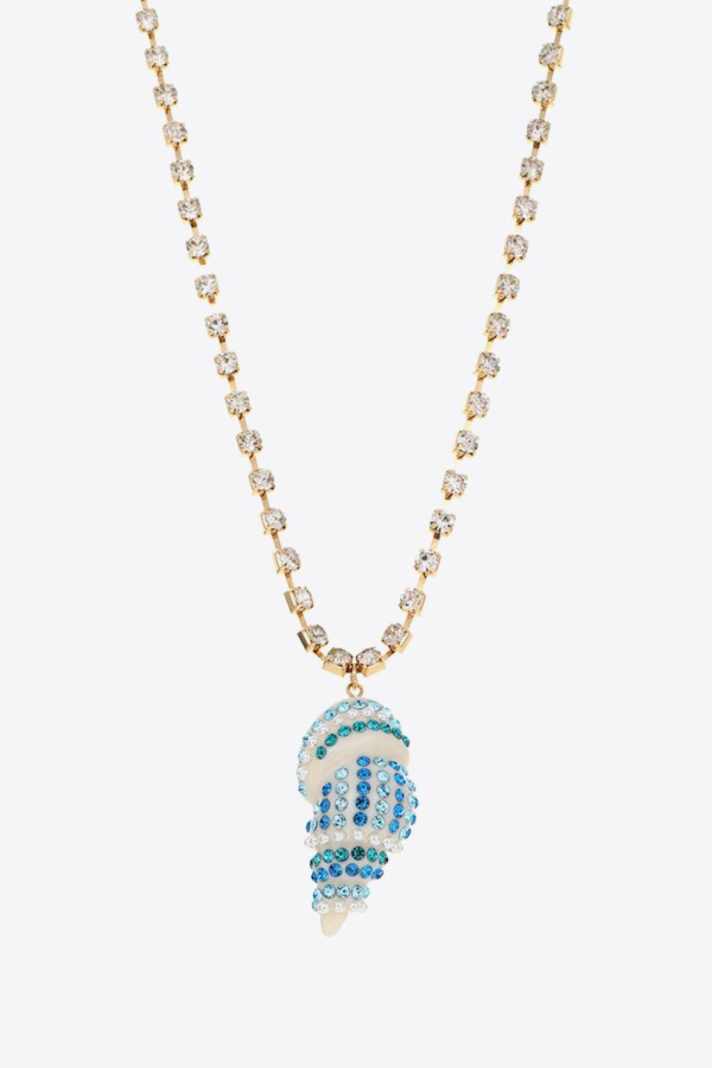 Conch Pendant Rhinestone Necklace BLUE ZONE PLANET