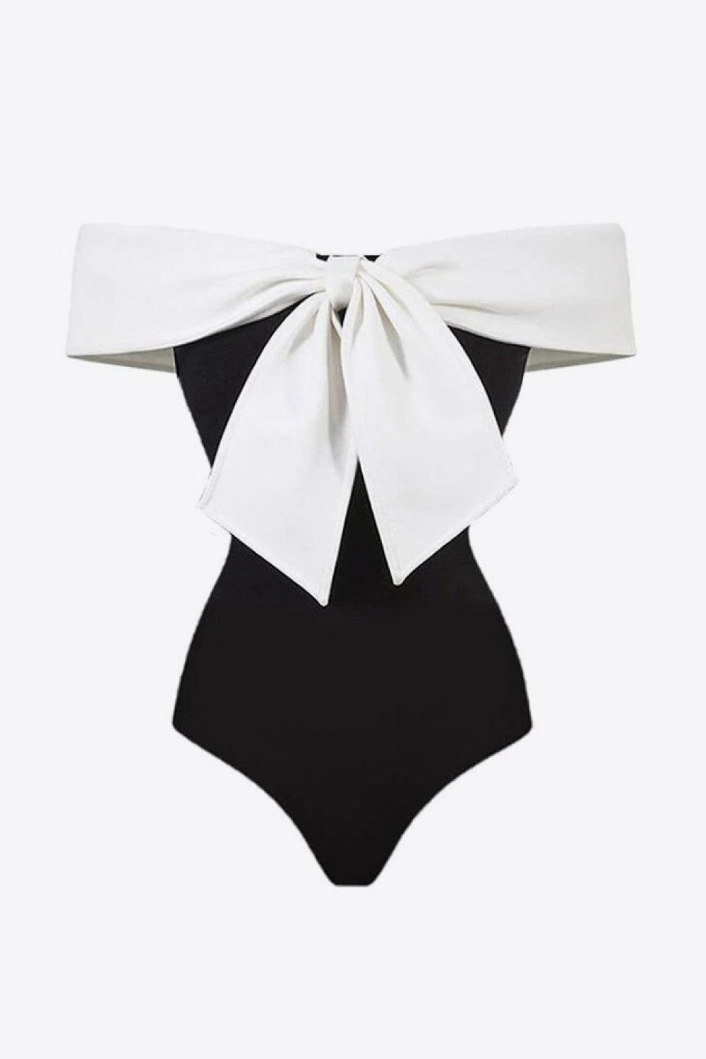 Contrast Bow Detail Two-Piece Swim Set BLUE ZONE PLANET