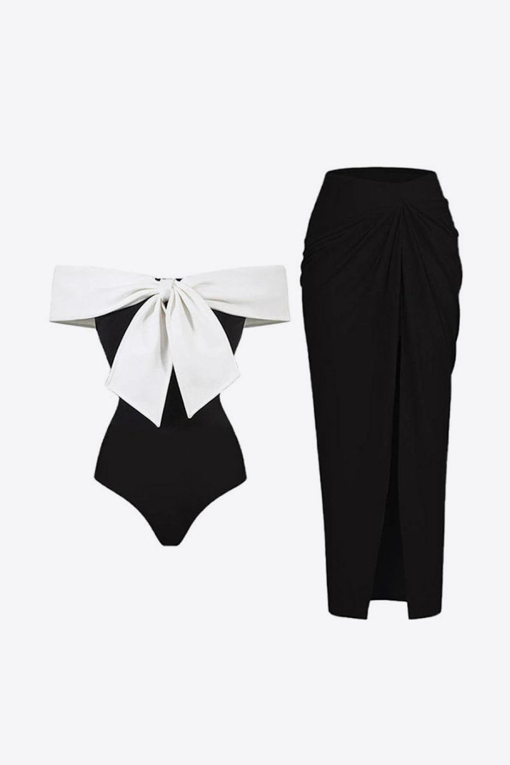 Contrast Bow Detail Two-Piece Swim Set BLUE ZONE PLANET