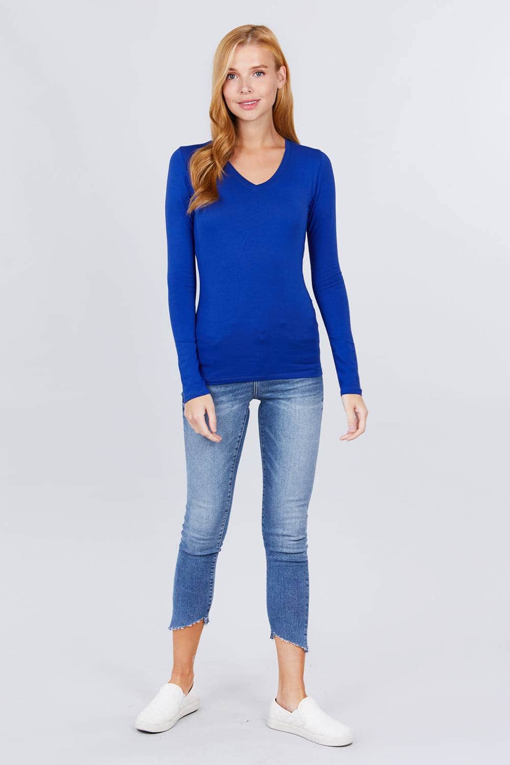 Cotton Jersey V-neck Top-TOPS / DRESSES-[Adult]-[Female]-Blue Zone Planet