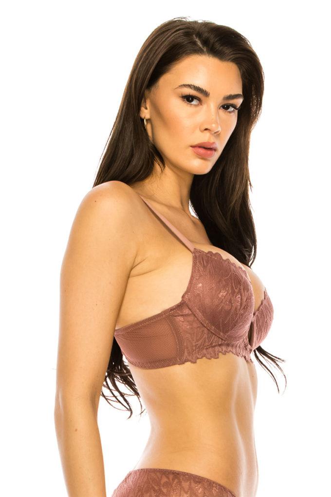 Coverage Lace Trim Bra Blue Zone Planet