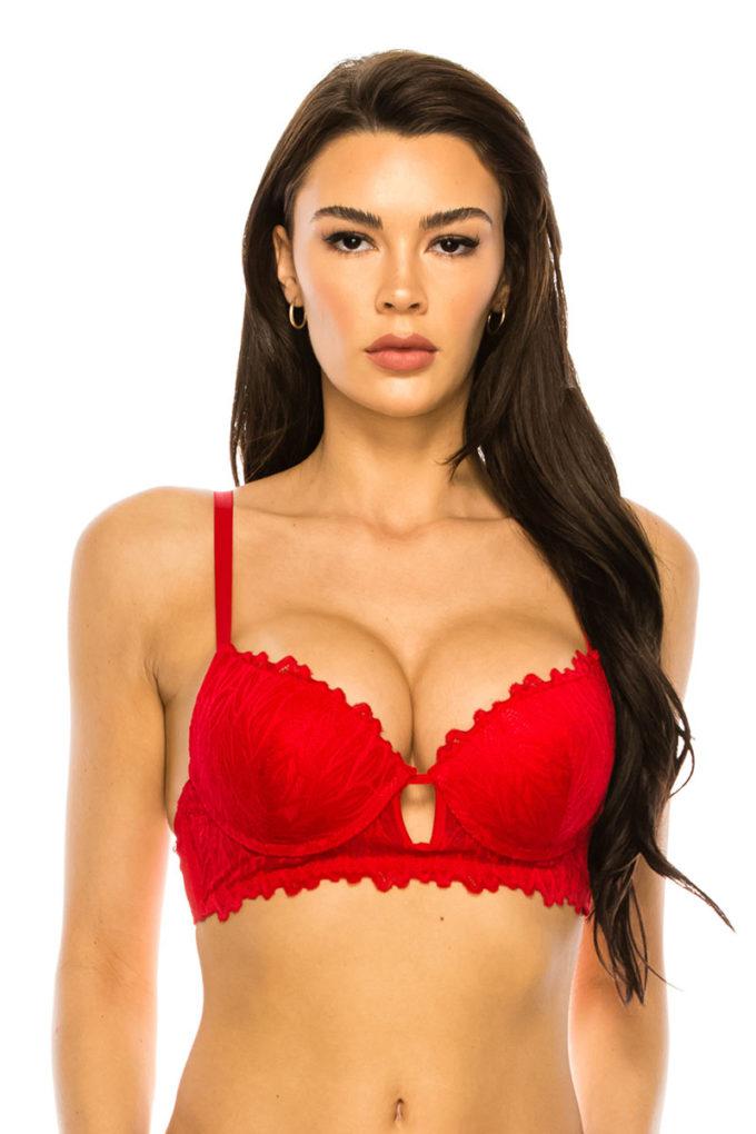 Coverage Lace Trim Bra Blue Zone Planet