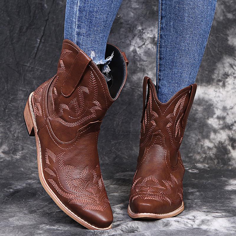 Western ankle boots fashion womens