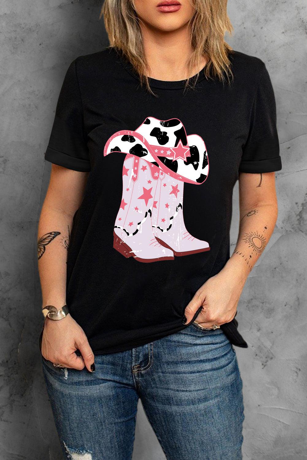 Cowboy Hat and Boots Graphic Tee BLUE ZONE PLANET