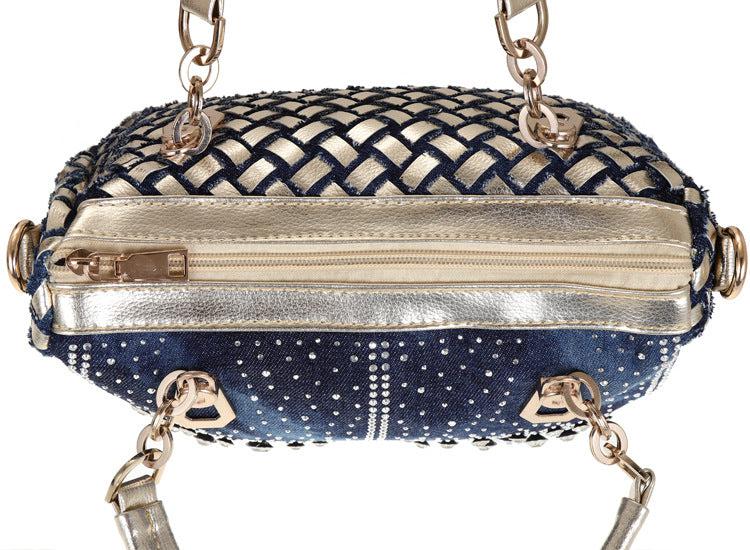 Cowgirl Canvas Square Portable Diamond-studded Woven One-shoulder Messenger Bag Blue Zone Planet