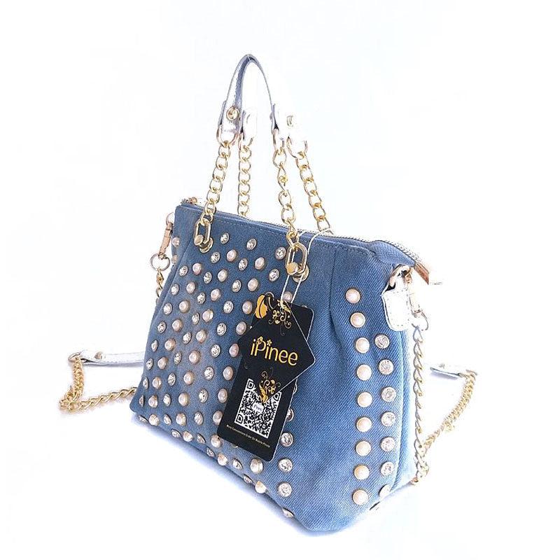 Cowgirl Diamond-studded One-shoulder Messenger Handbag Blue Zone Planet