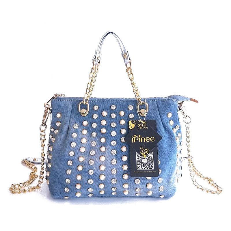 Cowgirl Diamond-studded One-shoulder Messenger Handbag Blue Zone Planet