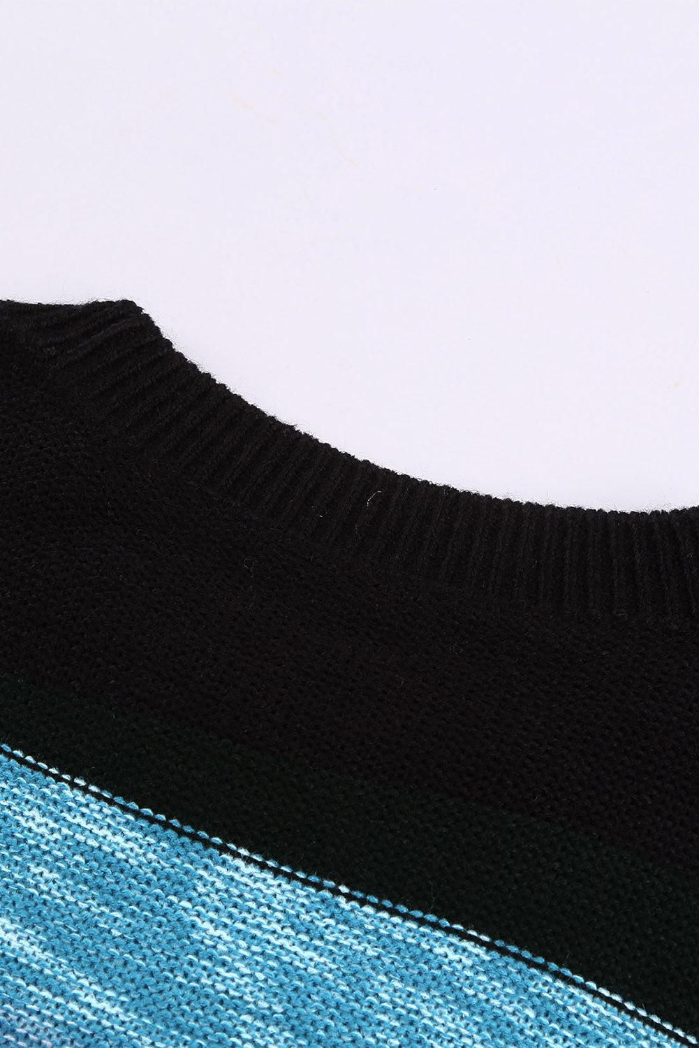 Cozy For Keeps Color Block Drop Shoulder Sweater BLUE ZONE PLANET