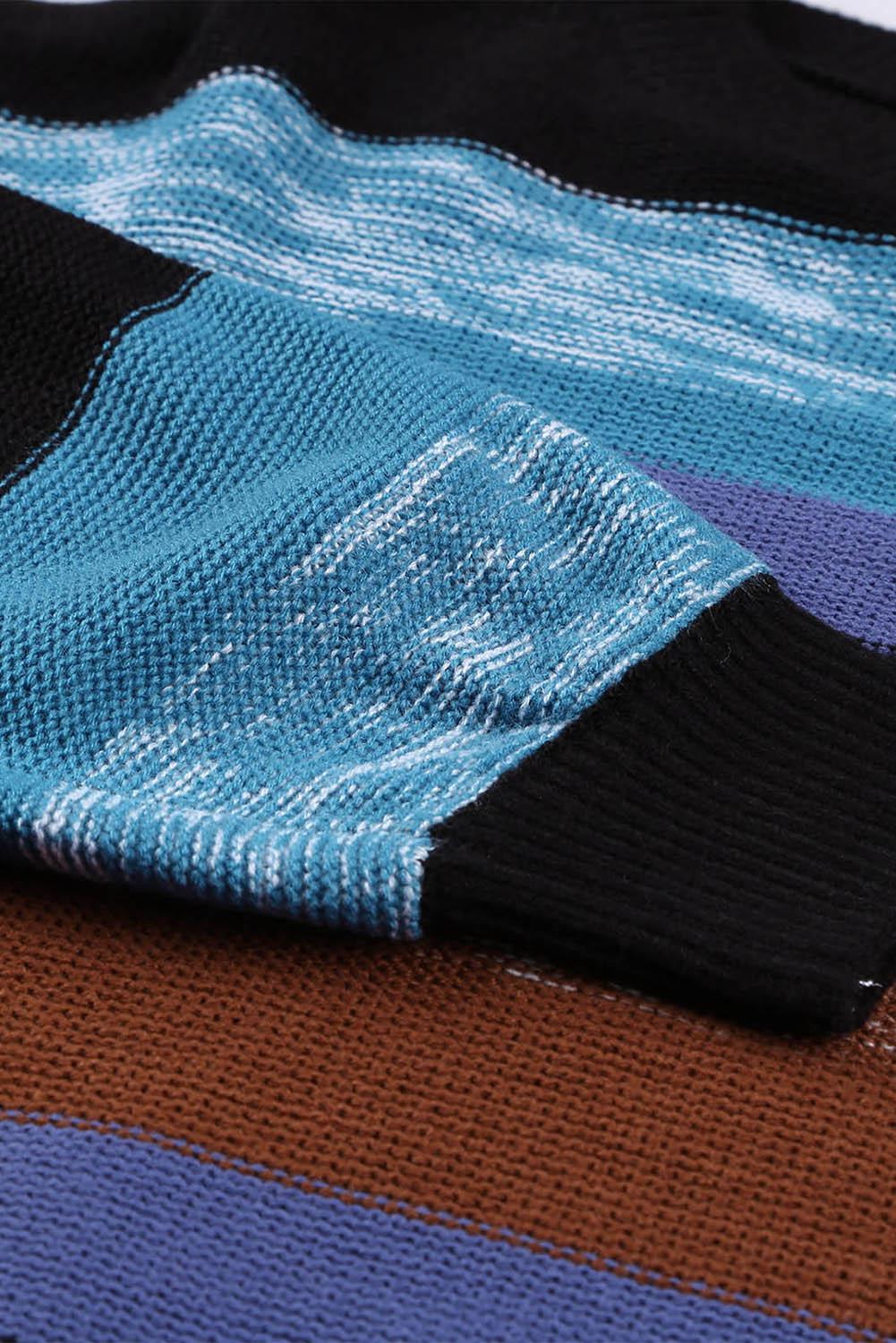 Cozy For Keeps Color Block Drop Shoulder Sweater BLUE ZONE PLANET