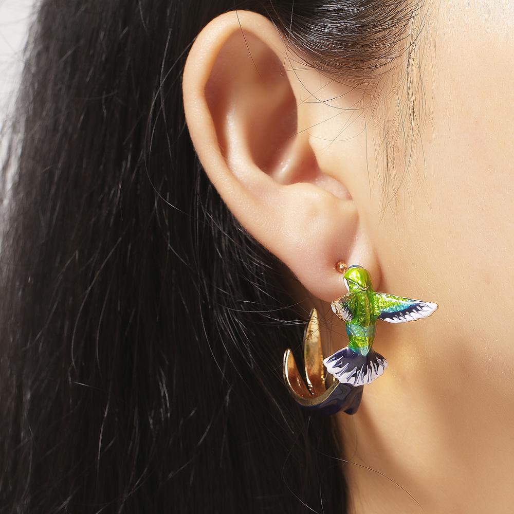 Creative Cute Hummingbird Shape Drop Earrings BLUE ZONE PLANET
