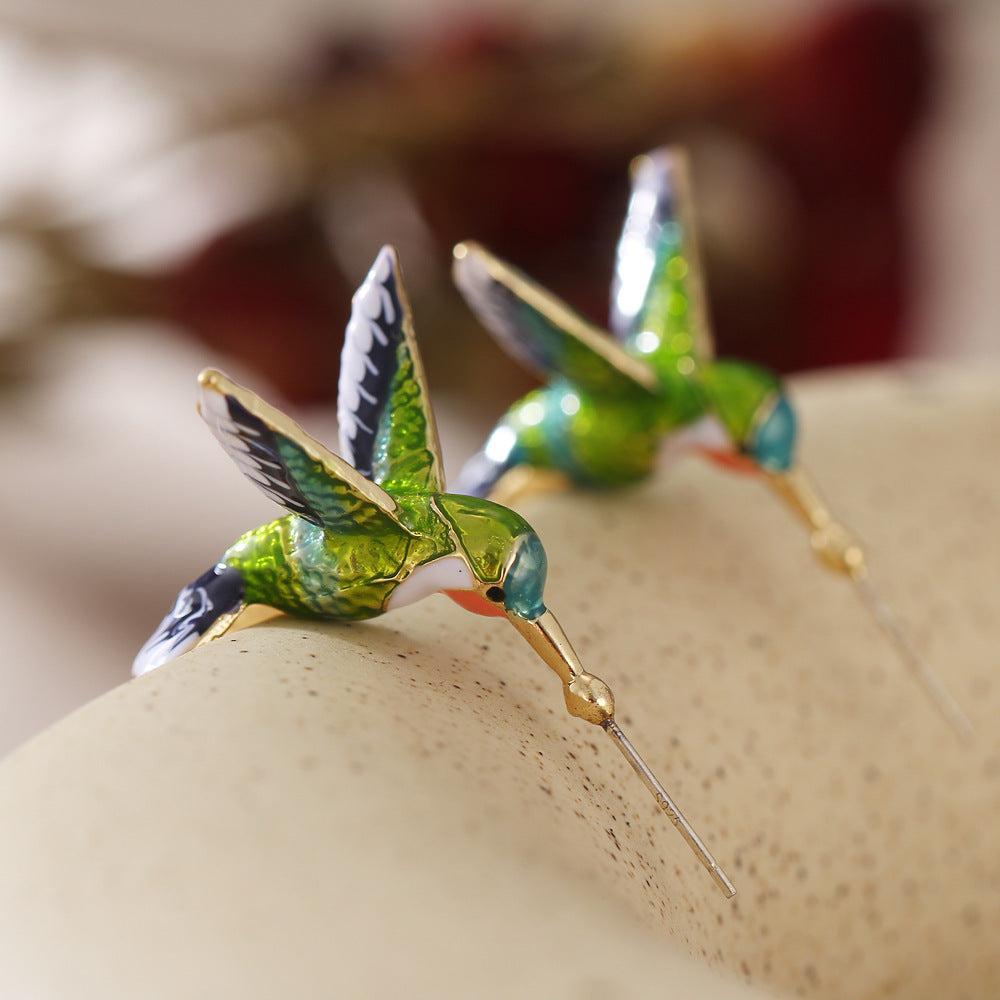 Creative Cute Hummingbird Shape Drop Earrings BLUE ZONE PLANET