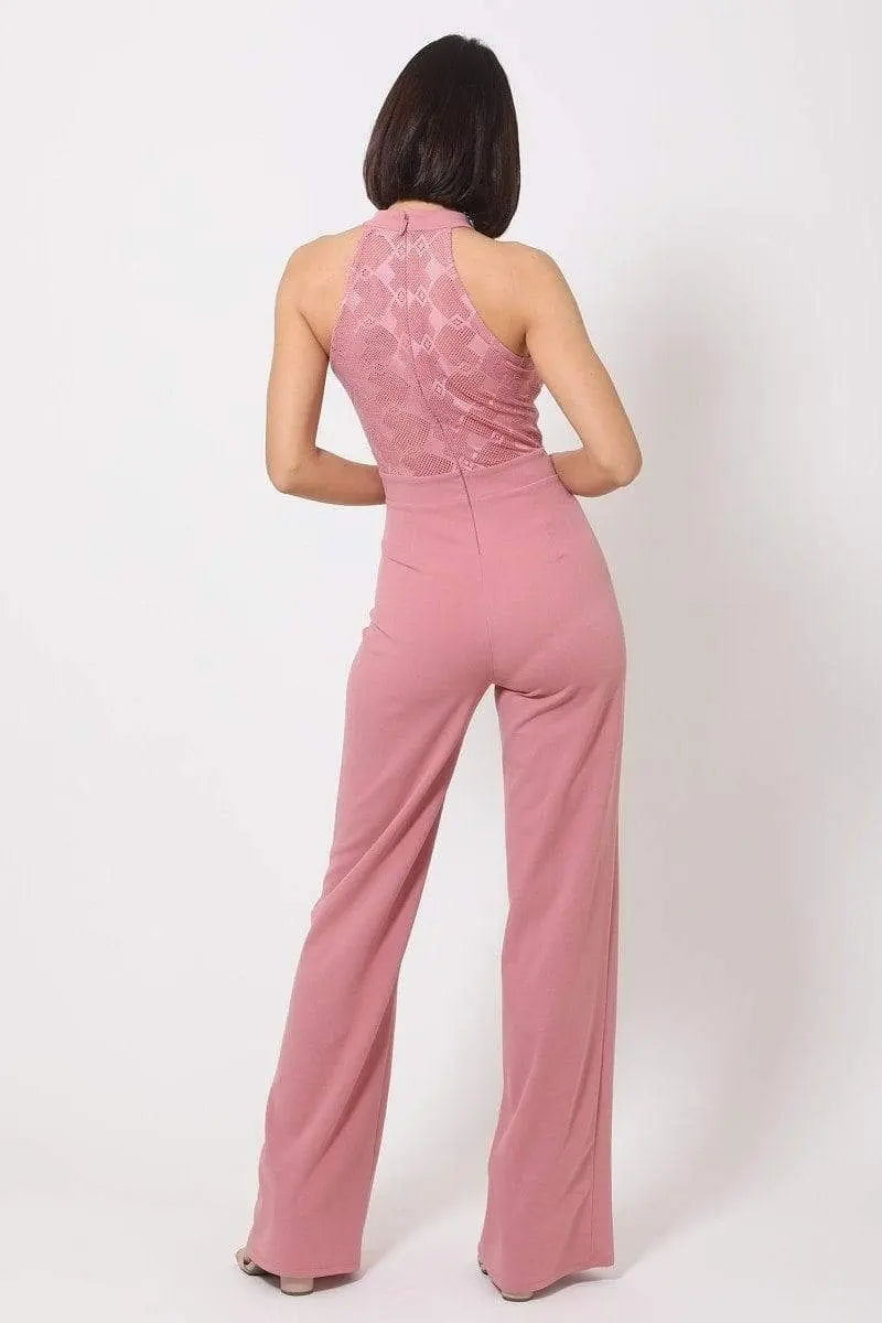 Criss Cross Front Tie Jumpsuit Blue Zone Planet