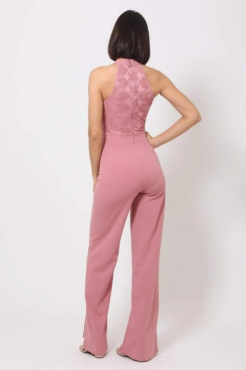 Criss Cross Front Tie Jumpsuit Blue Zone Planet