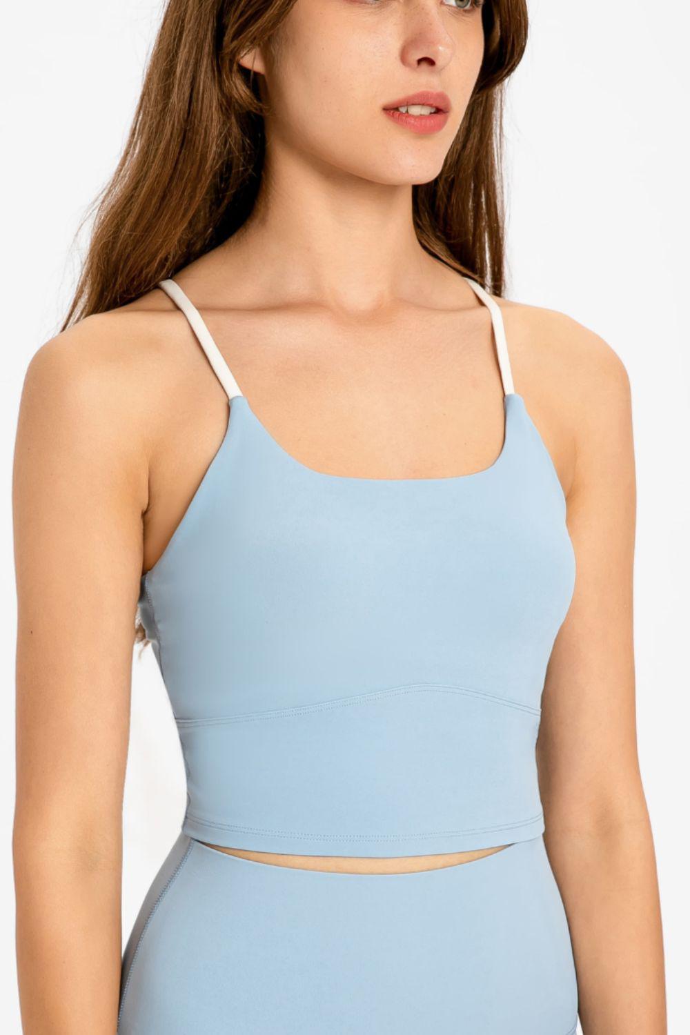 Crisscross Back Scoop Neck Sports Cami BLUE ZONE PLANET