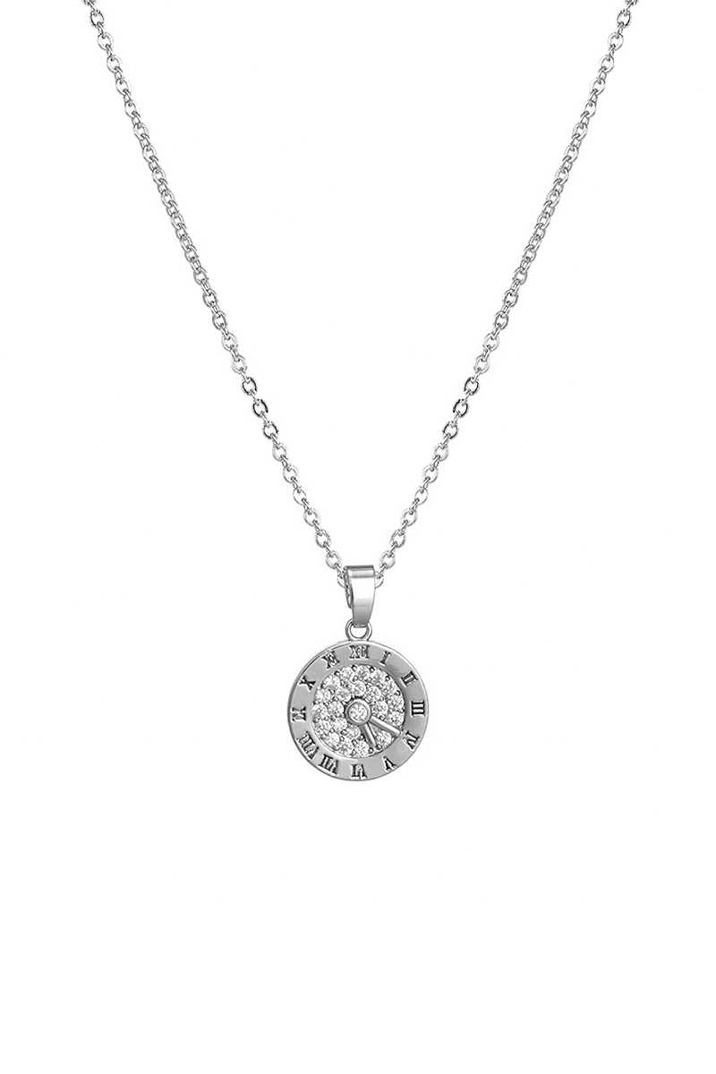 Crystal Clock Round Necklace-[Adult]-[Female]-Blue Zone Planet