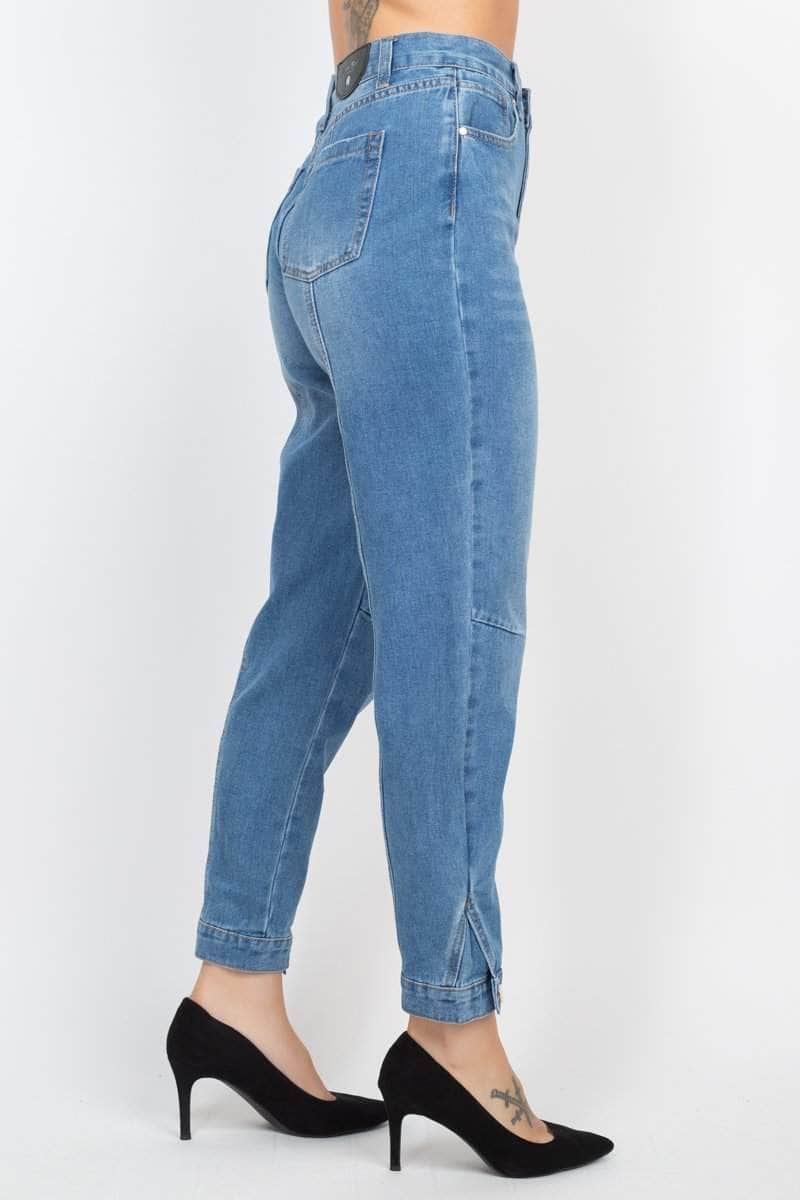 Cuffed-button Mom Jeans Blue Zone Planet