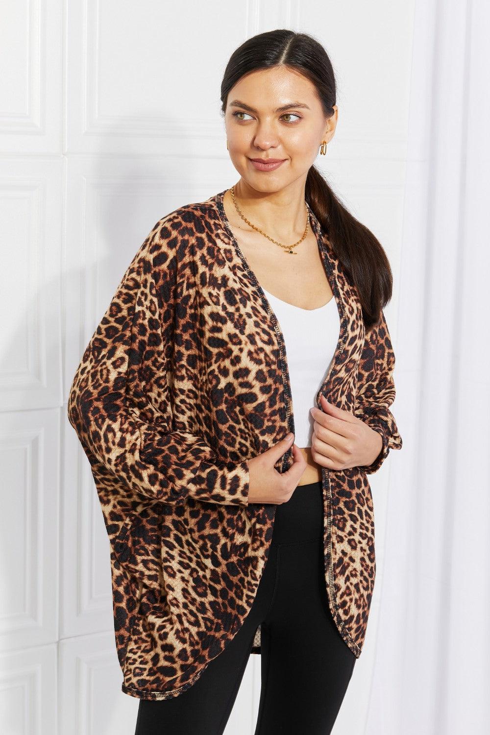 Culture Code Young & Wild Leopard Print Cardigan BLUE ZONE PLANET
