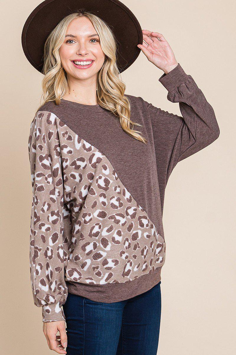 Cute Animal French Terry Brush Contrast Print Pullover With Cuff Detail Blue Zone Planet