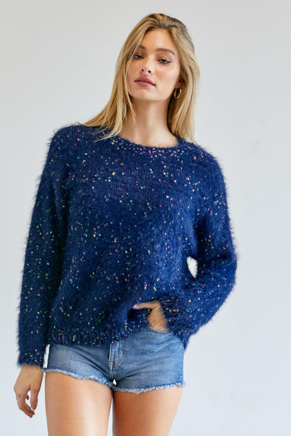 Cute Multi Color Polak Dot Sweater Blue Zone Planet
