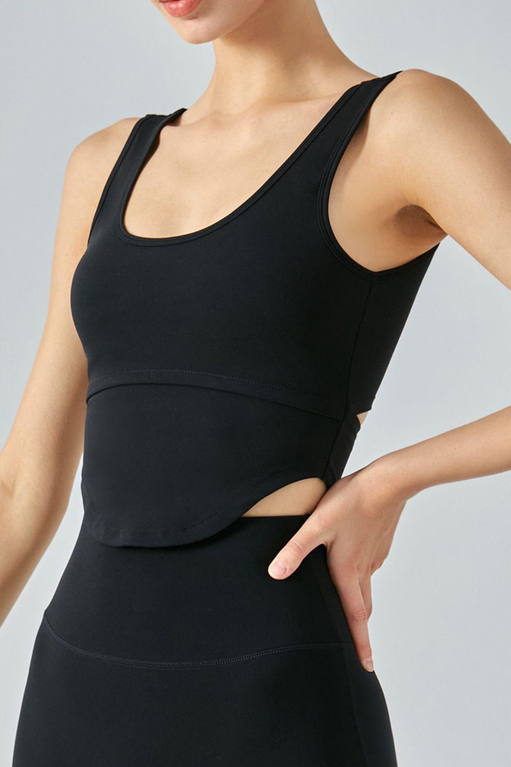 Cutout Curved Hem Sports Tank-TOPS / DRESSES-[Adult]-[Female]-Black-S-2022 Online Blue Zone Planet