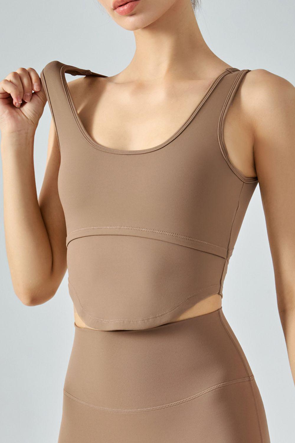 Cutout Curved Hem Sports Tank-TOPS / DRESSES-[Adult]-[Female]-Brown-S-2022 Online Blue Zone Planet