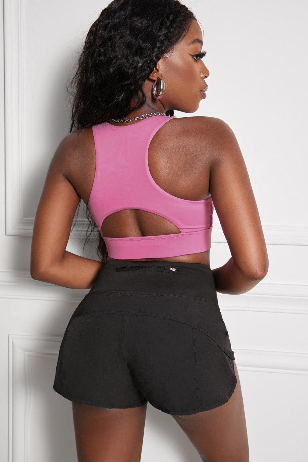 Cutout Racerback Sports Bra-TOPS / DRESSES-[Adult]-[Female]-2022 Online Blue Zone Planet