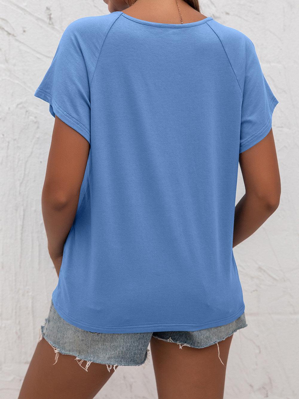 Cutout Round Neck T-Shirt BLUE ZONE PLANET