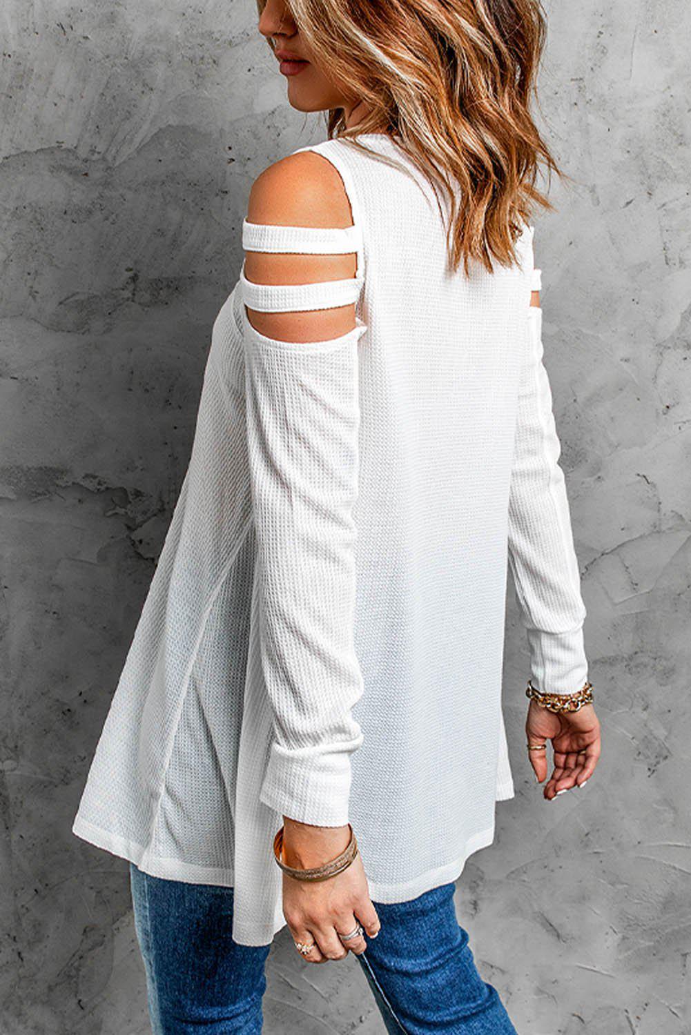 Cutout Waffle Knit Tunic Top-TOPS / DRESSES-[Adult]-[Female]-Blue Zone Planet