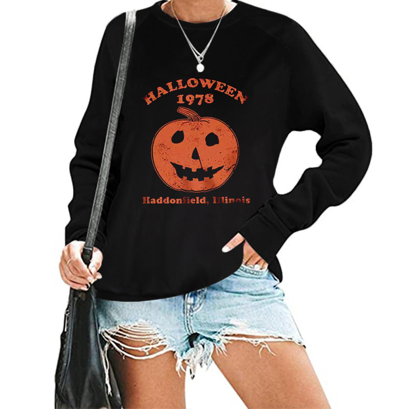 Women's Halloween pumpkin skull series sweatshirt-TOPS / DRESSES-[Adult]-[Female]-Pattern3-S-2022 Online Blue Zone Planet