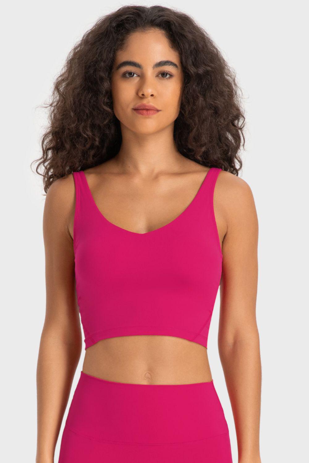 Deep V-Neck Crop Sports Bra BLUE ZONE PLANET