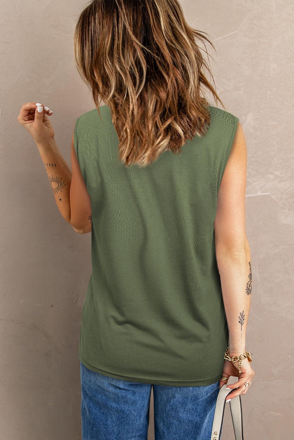 Distressed Round Neck Tank BLUE ZONE PLANET