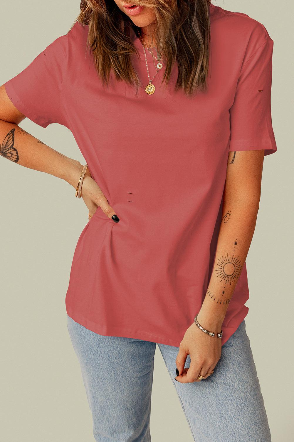 Distressed Round Neck Tee BLUE ZONE PLANET