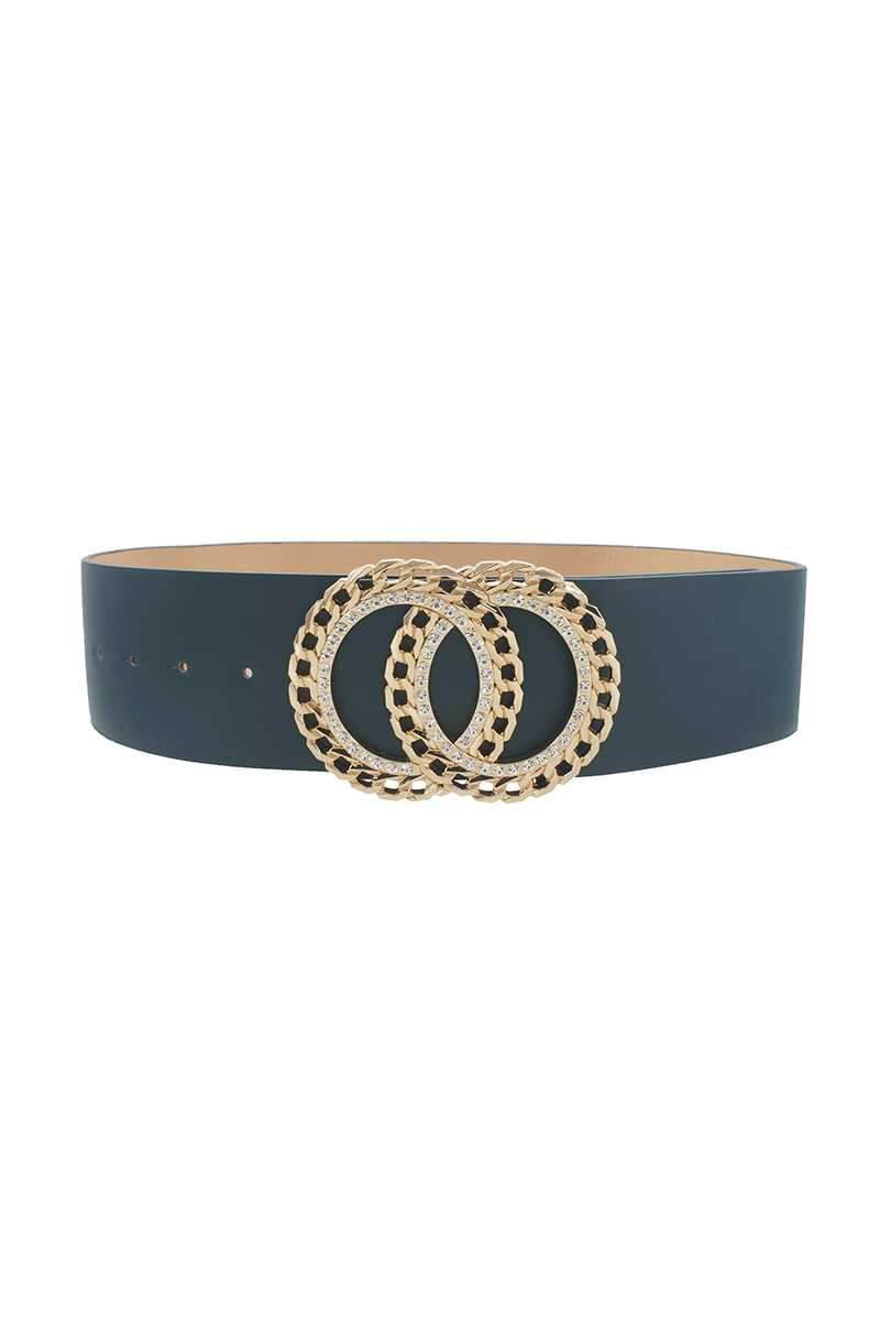 Double Circle Chain And Rhinestone Trim Design Belt Blue Zone Planet