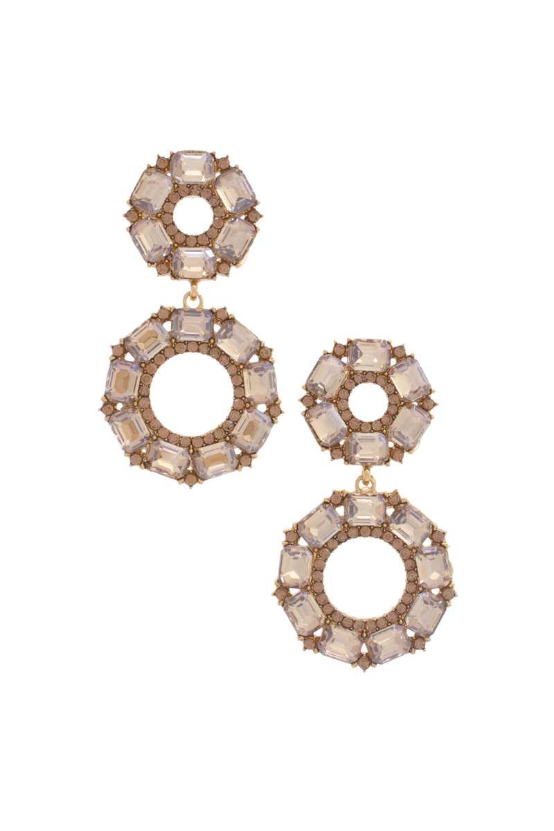 Double Circle Rhinestone Earring Blue Zone Planet