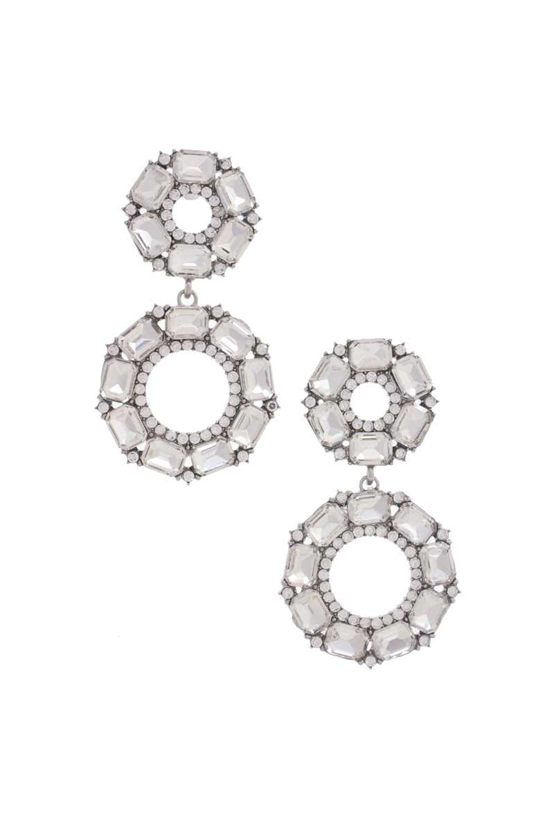 Double Circle Rhinestone Earring Blue Zone Planet