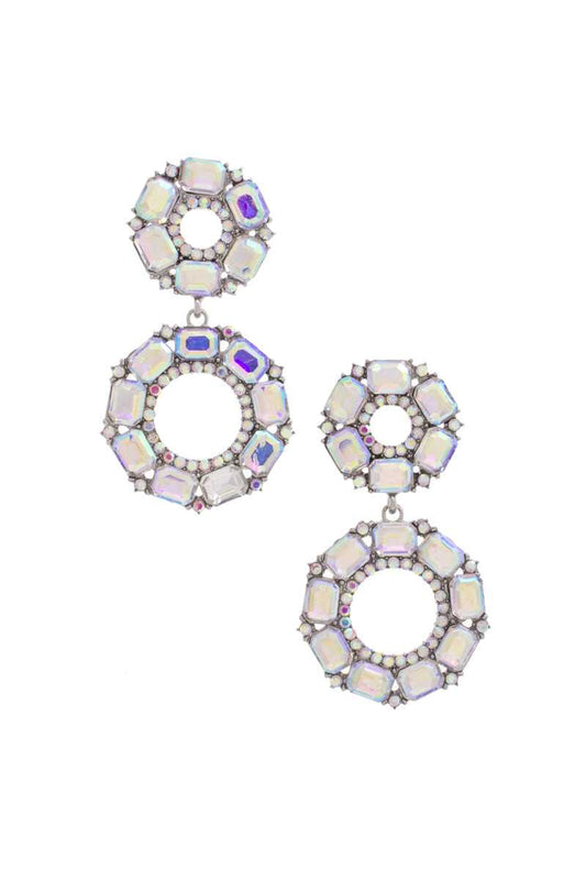 Double Circle Rhinestone Earring Blue Zone Planet