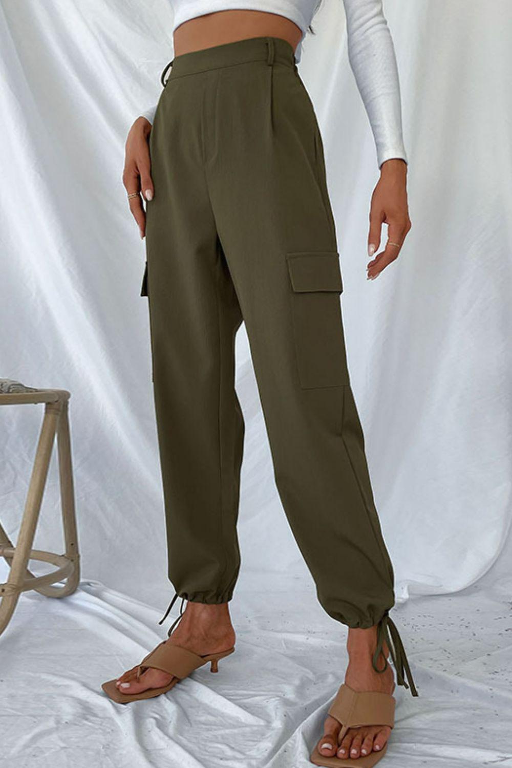 Drawstring Ankle Cargo Pants BLUE ZONE PLANET